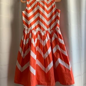 Gymboree girls fit and flare chevron dress size 5. Orange and white